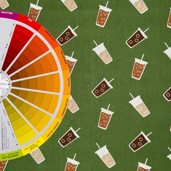 Iced Coffee Cotton Fabric by Quilter's Showcase in Green - 1/2 Yard - Picture 5 of 5